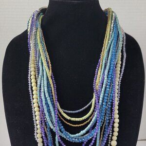 Necklace CHICO'S Multi-Strands Multi-Colors Beads Signed 17" BoHo Elegance